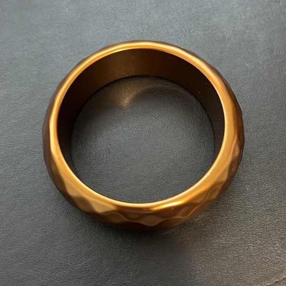 Vintage Plastic Bangle Bracelet, Gold, Multi-Faceted, Retro, Boho - Picture 5 of 6